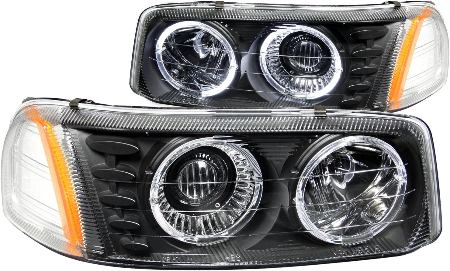 AnzoUSA 111192 Black Projector Halo Headlight - (Sold in Pairs)