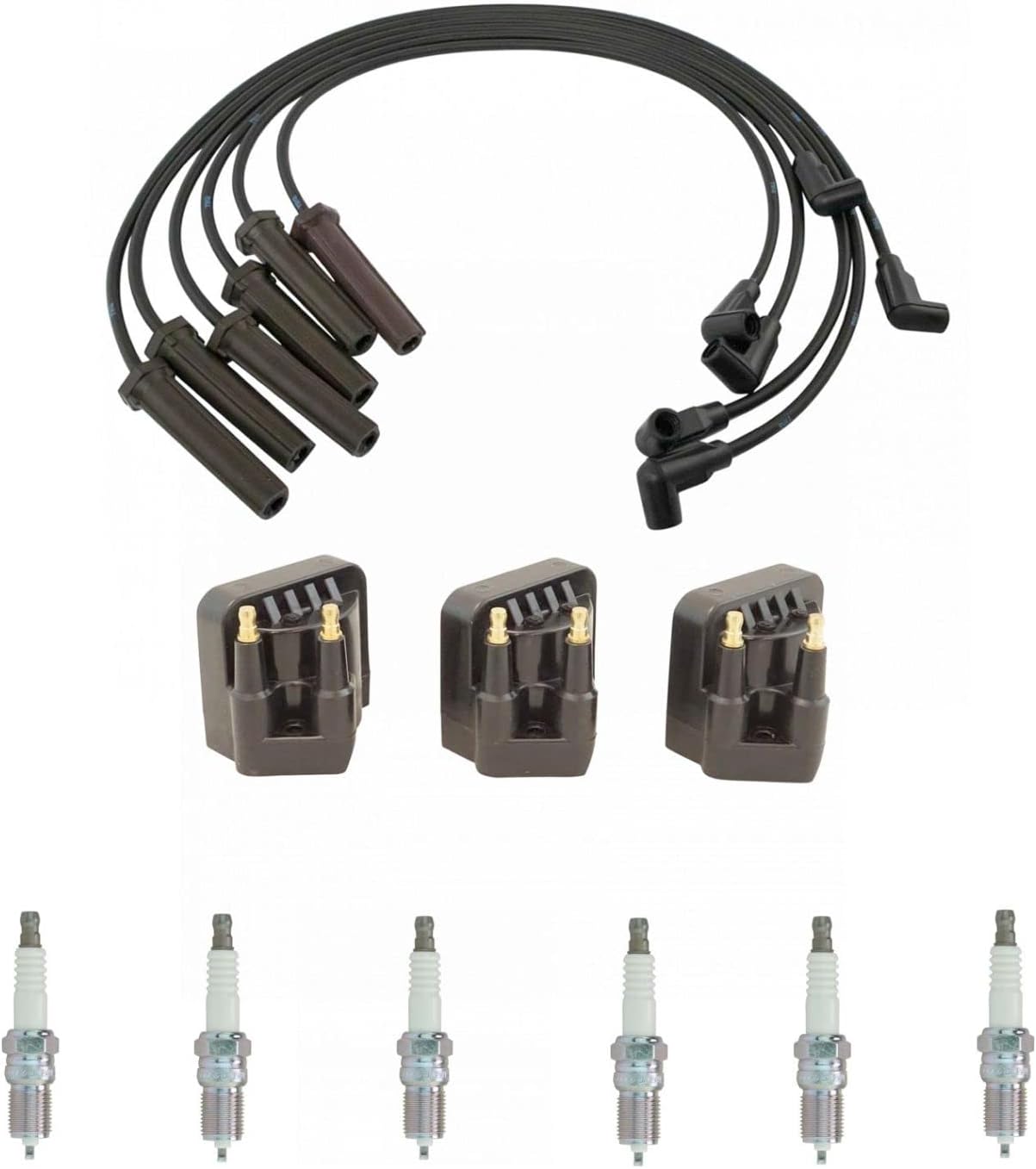 Complete Engine Ignition Coil Spark Plug & Wire Kit Set for Buick Chevy Pontiac