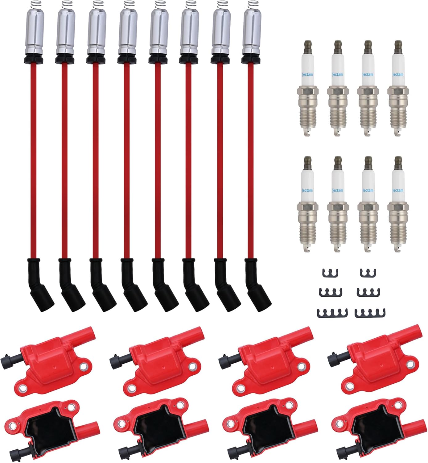 Ignition Coil Pack, Ignition Wire with Spark Plugs and Coil Packs kit Compatible with Buick Cadillac Avalanche Camaro Silverado Suburban GMC M8-48322 UF413 12611424 41-110