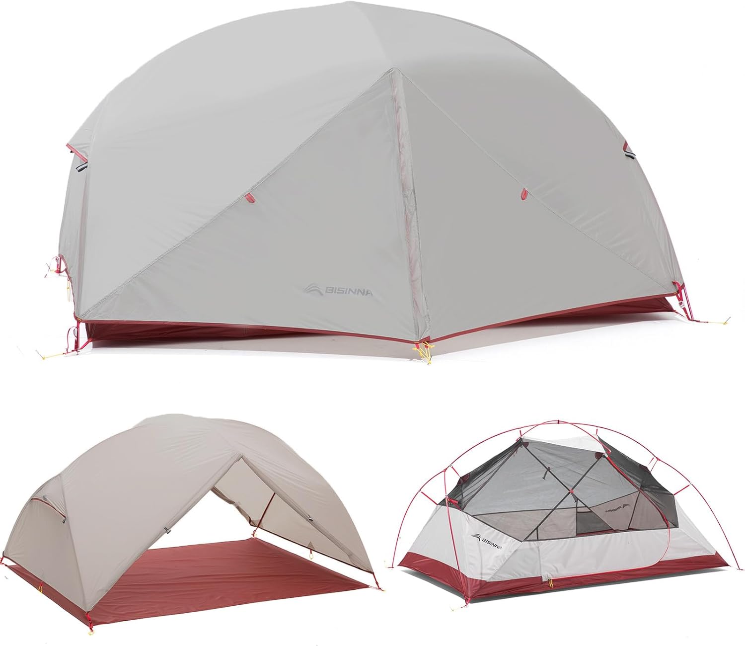 BISINNA Backpacking 2 Person Tent Lightweight 3 Season Camping Tent 20D 380T Nylon Rainfly Double Layer Free Standing Includes Footprnint 7001 Aluminium Poles for Camping Hiking Biking
