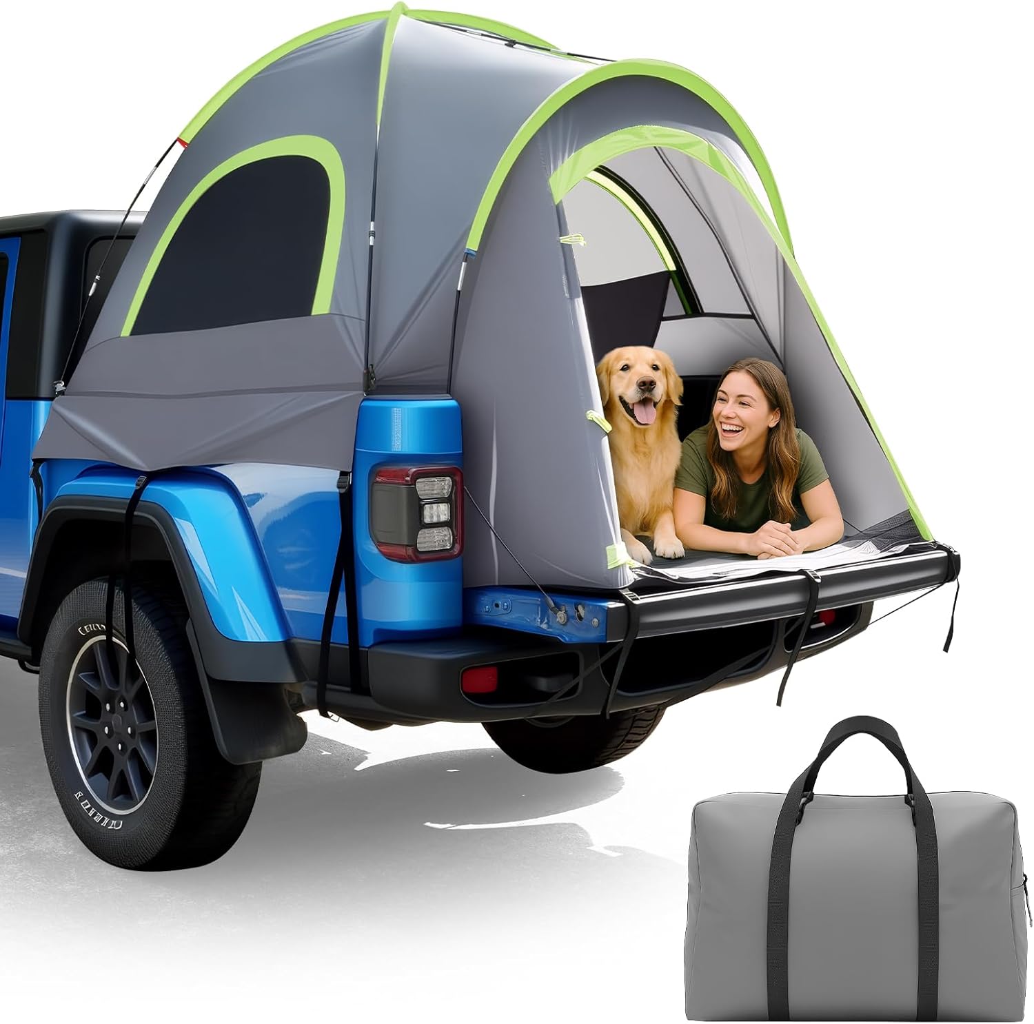 Pickup Jeep Truck Bed Tent, Tacoma Bed Tent, Tacoma Tent for 2 Person, Waterproof PU2000mm Double Layer with Rainfly, Full-Size Compact