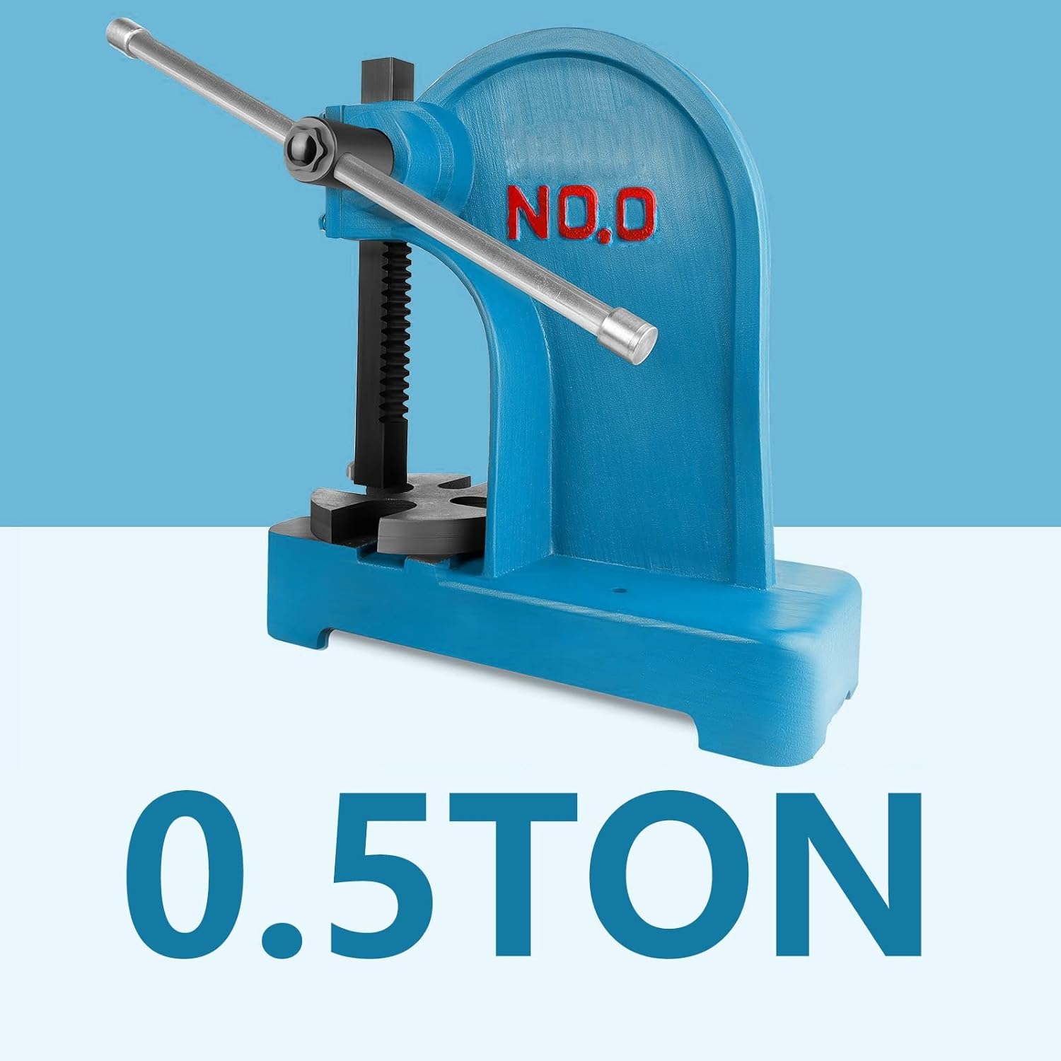 12-inch maximum height press,3-ton heavy-duty manual arbor press, heavy-duty metal punch for rivet punching, benchtop arbor press for stamping, bending, and drawing，leather rivet press(0.5 Ton)