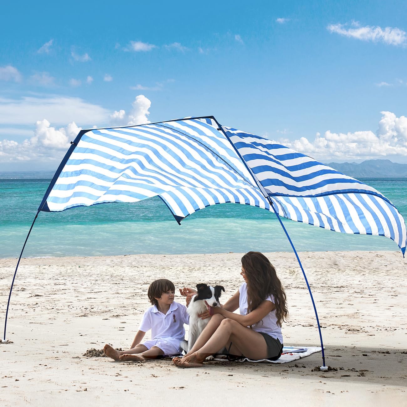 Beach Wind Shade Canopy, Shade Sun Shelter Tent for Beach, Backyard, Grassland, Park, Light Weight, Easy Set Up, 78 Sq. Ft. of Shade for 1-3 People, Lite Burnt Coral