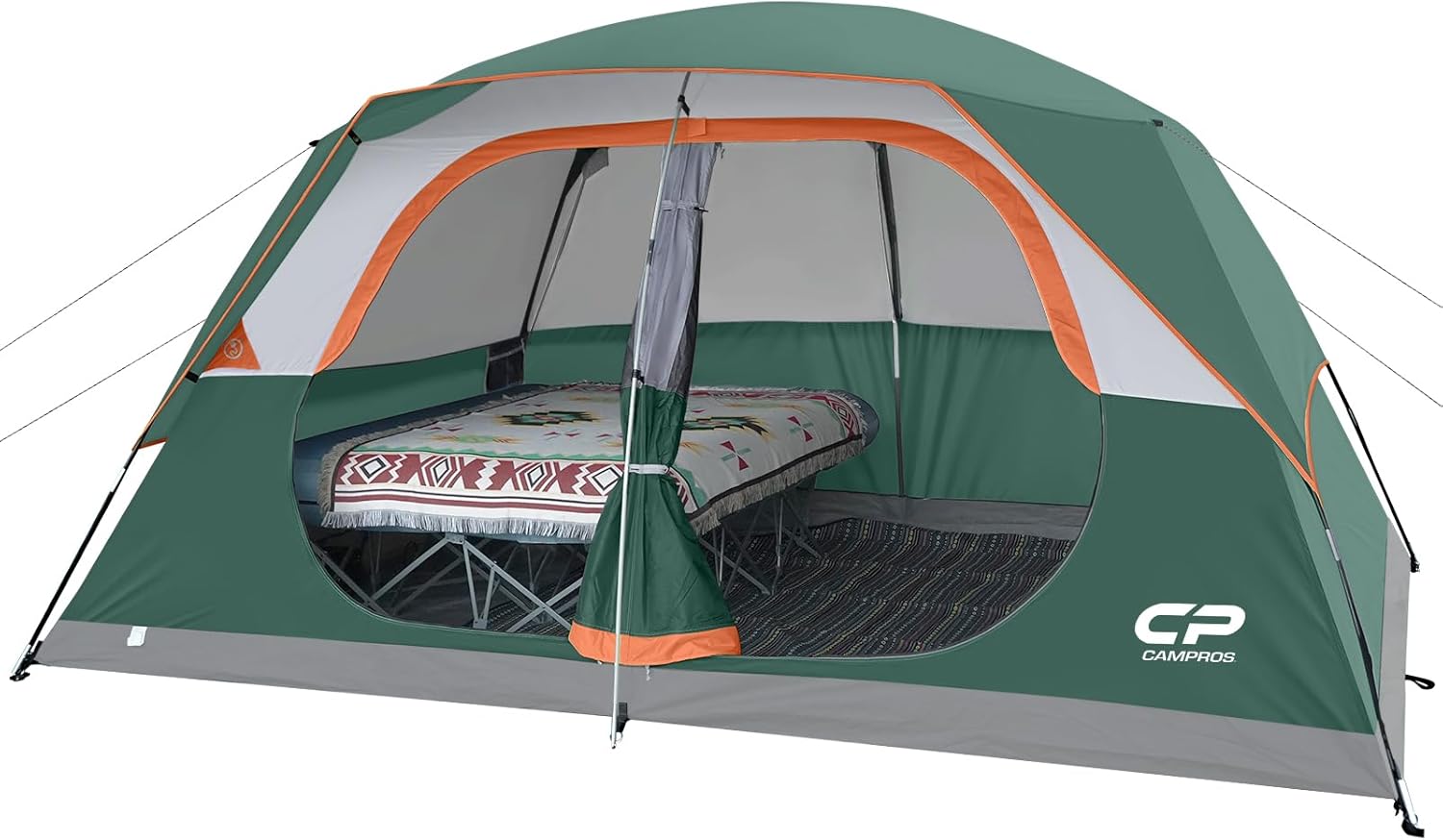 CAMPROS CP Tent 6/8 Person Camping Tents, Waterproof Windproof Family Dome Tent with Top Rainfly, Large Mesh Windows, Double Layer, Easy Set Up, Portable with Carry Bag, for All Seasons