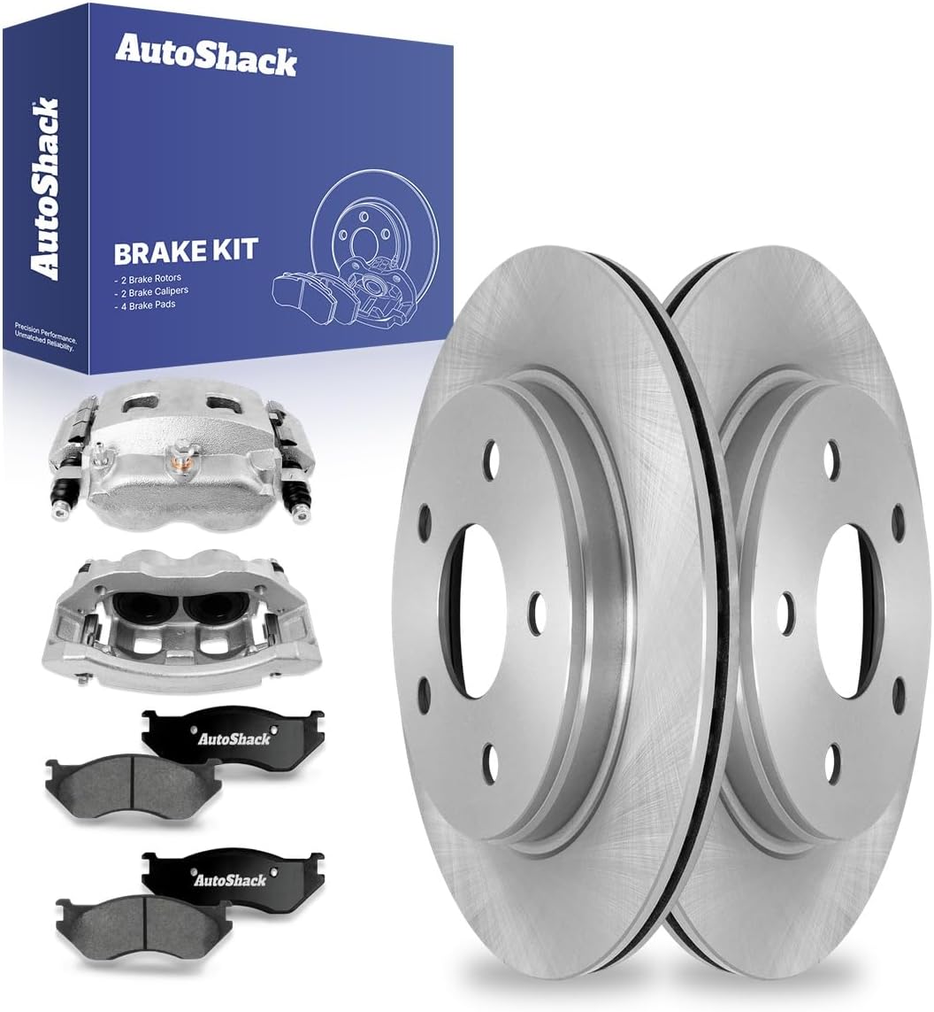 AutoShack Front Brake Rotors Premium Ceramic Brake Pads Calipers | Replacement for 2002-2005 Dodge Ram 1500 2004-2006 Durango 3.7L 4.7L 5.7L 5.9L V6 V8 4WD RWD | 8-PC Brake Kit
