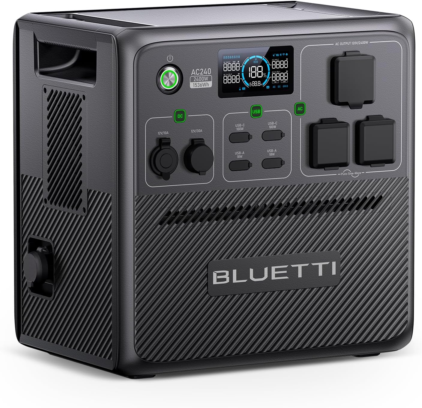 BLUETTI Pioneer 150 (AC240) Portable Power Station, 1536Wh Expandable to 10136Wh, 2400W LFP Battery, IP65 Water Resistant Solar Generator, 0-80% in 45 Min, Emergency Power for Camping, Home, RV Life
