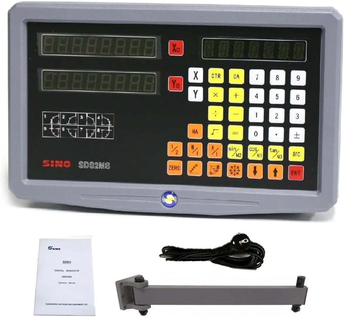 CNC Mill, 2 Axis Digital Readout DRO Kit and 2pcs KA300 KA500 Slim Ruler High Precision Linear Scale Optical Encoder Lathe with Accessories(2 axis DRO)