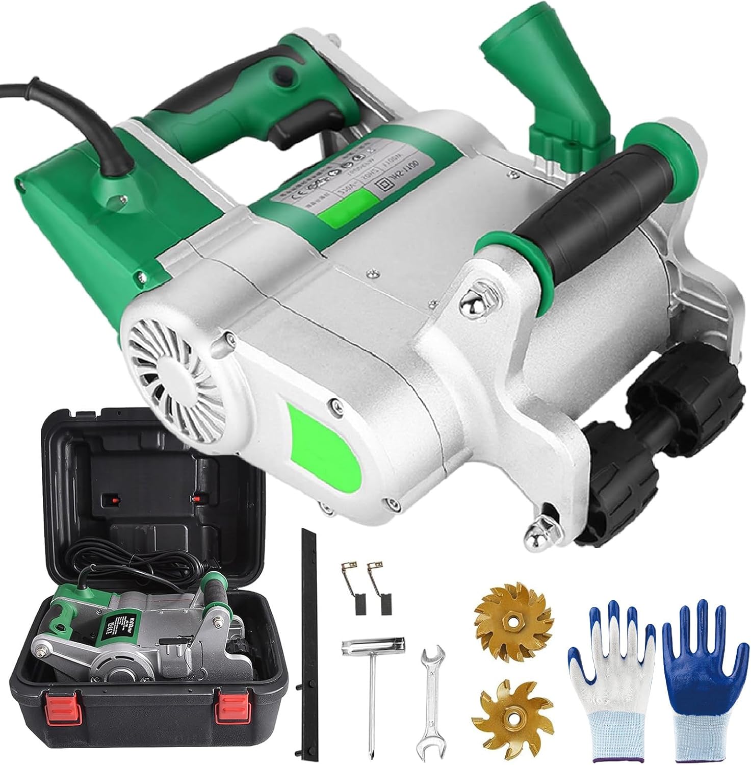 Wall Groove Cutting Machine, 1100W Electric Wall Chaser 25-35mm Adjustable Width, Lightweight Cement Wall Groover for Masonry & Brick Red-220V