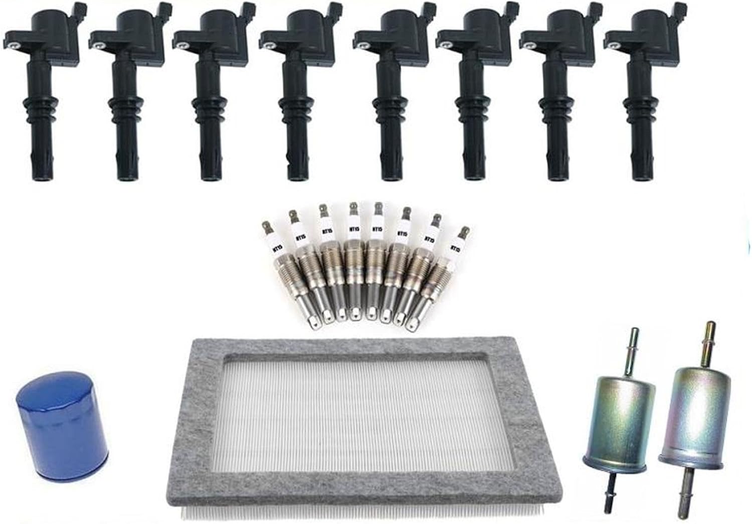 Ignition Coils Spark Plugs Air Gas Oil Filters for Ford F150 5.4L 04-07