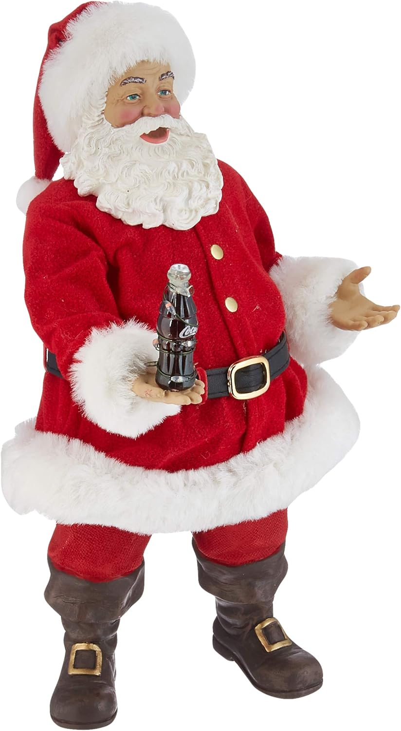 Kurt Adler 10.5-Inch Coca-Cola® Santa with LED Bottle Table Piece