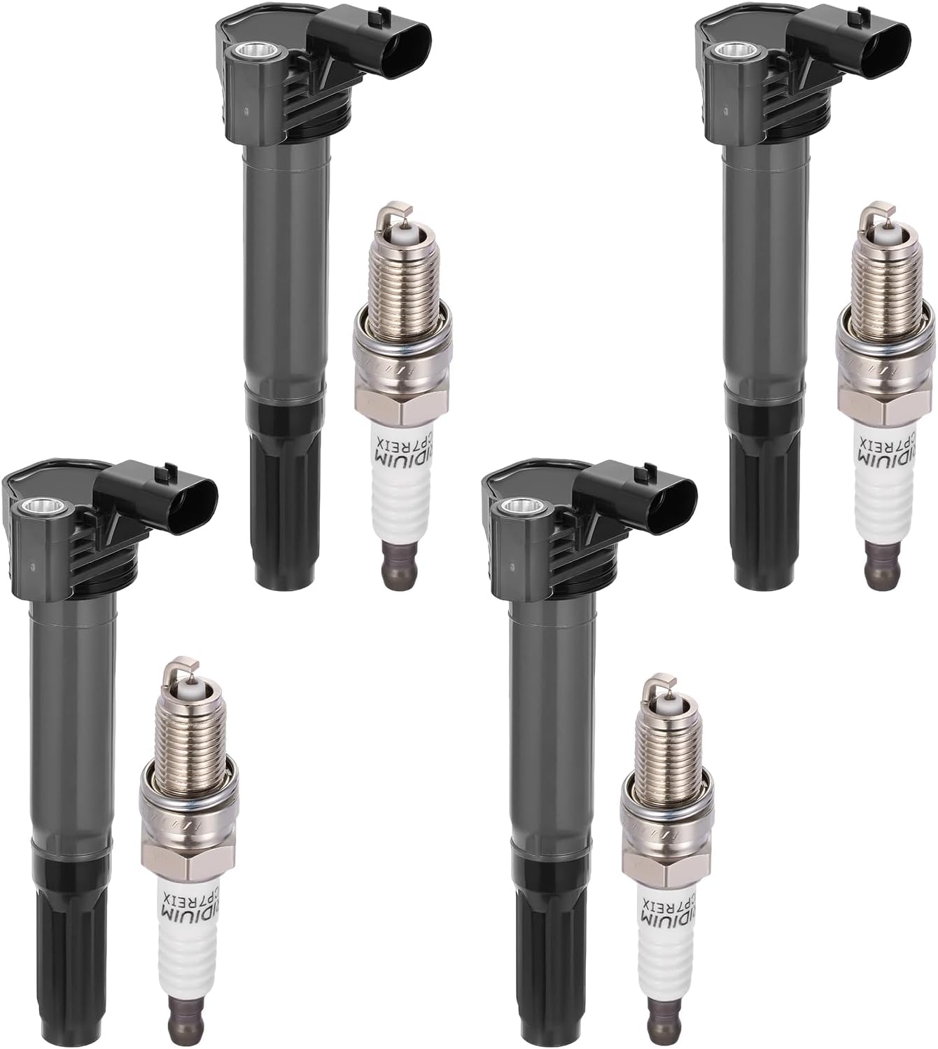 UF649 Ignition Coils & 5308 Spark Plugs Compatible with Fiat 500 2012-2017, 1.4L L4 - Replaces 68070492AB, 68070492AD, 68070492AC, 5C1872, E1149, IC752, C-827, C1815-4PCS