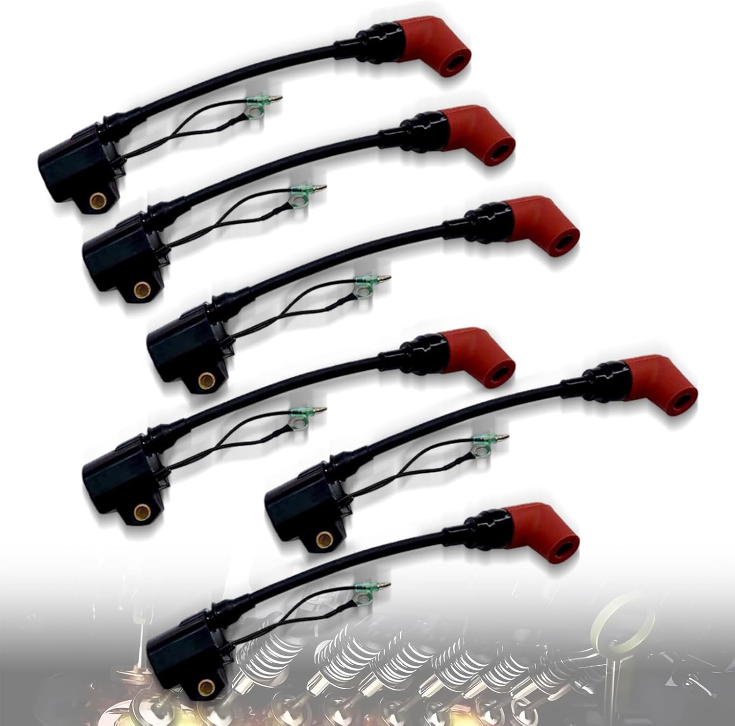 6pcs Ignition Coil 6R3-85570-01-00 6R3-85570-00-00 Compatible with Yamaha Outboard 100HP 115HP 130HP 140HP 150HP 175HP 200HP 225HP (2 stroke) After-Market Parts