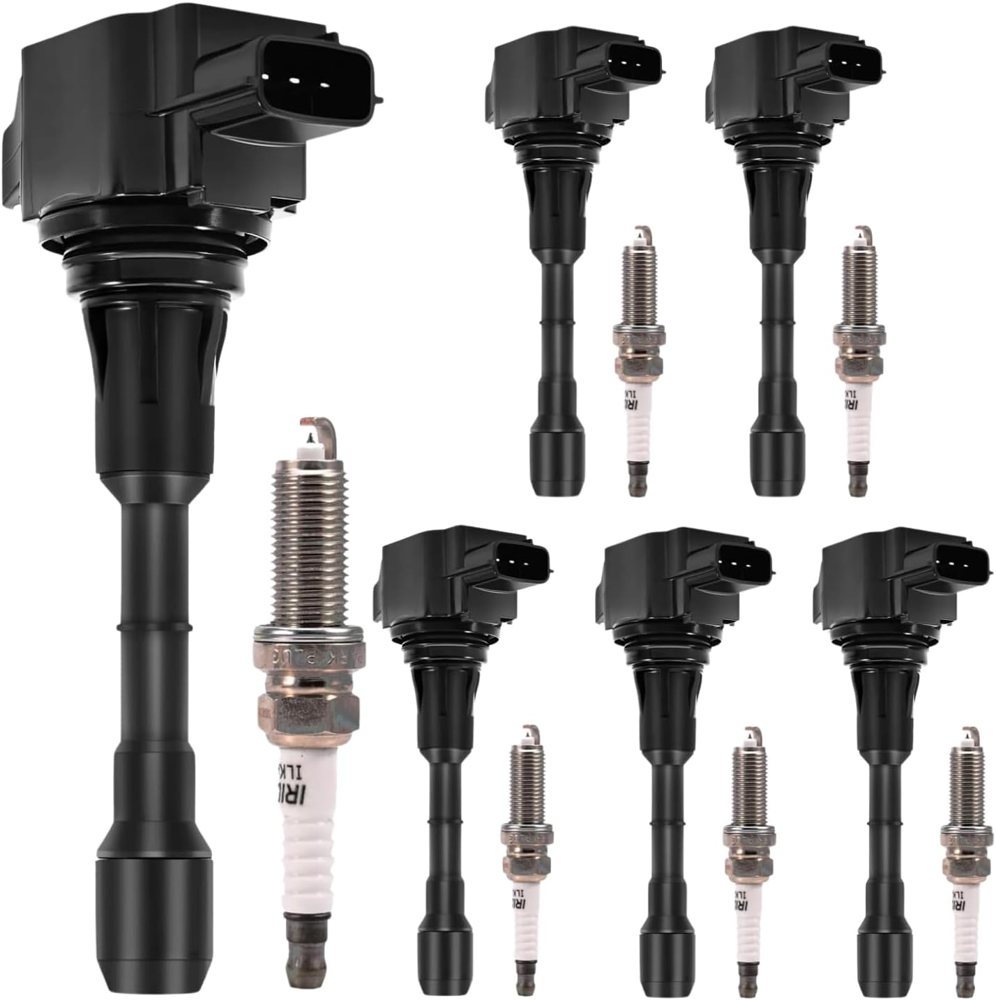 Lgnition Coil Packs & Spark Plugs Fits Set of 6，Fits for 3.5 V6 with Nissan Infiniti Quest Maxima Pathfinder Murano Altima QX60 FX35 Q50，Coils Spark Plugs Replaces# UF550， C1670 22448-JA10C.