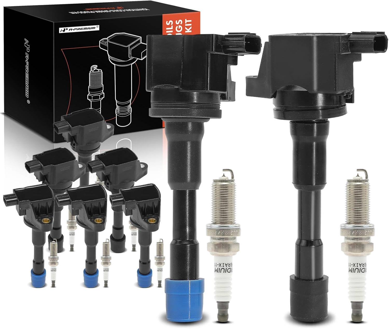A-Premium Set of 8 Ignition Coil Pack and Iridium Spark Plugs Compatible with Honda Civic 2012-2015 1.5L, Insight 2010-2014 1.3L & Acura ILX 2013-2015 1.5L