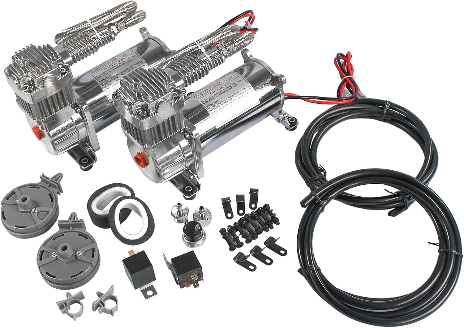 12V 444C 200 PSI Dual Value Pack Chrome Air Compressor for Auto/Motorcycle