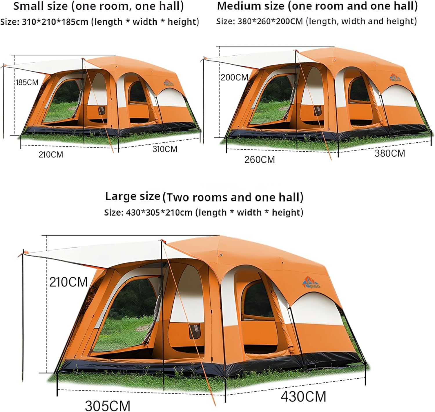 Large Family Camping Tent - 5-12 Person Multi-Room Waterproof Pop-Up Tent with Screened Porch - Glamping Tent for Outdoor Camping & Family Vacation