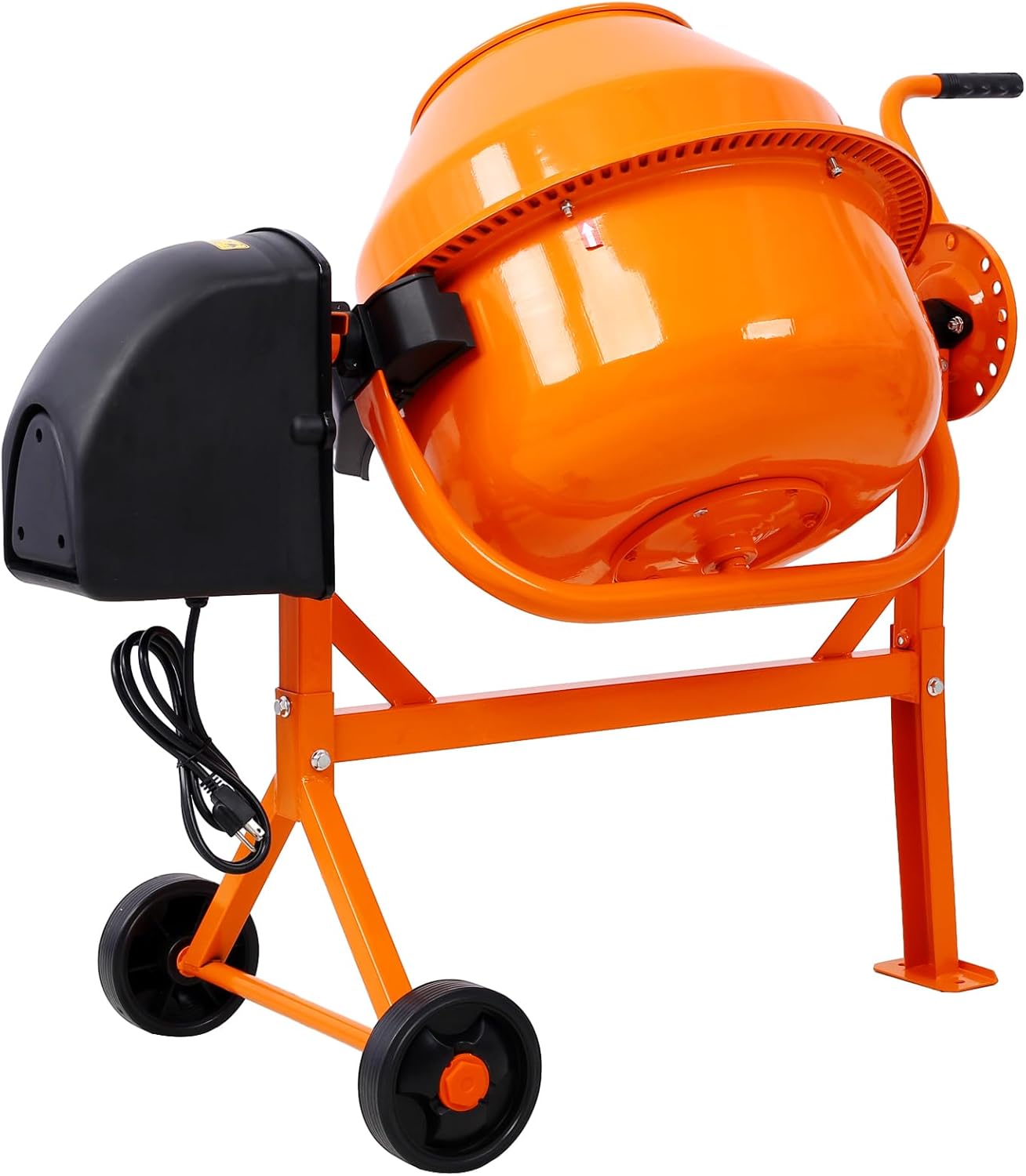 Cement Mixer, Electric Concrete Mixer Machine, 650W AC Motor Portable Power Cement Mixers for Mortar, Stucco and Fodder (Orange-3 Cu. Ft)