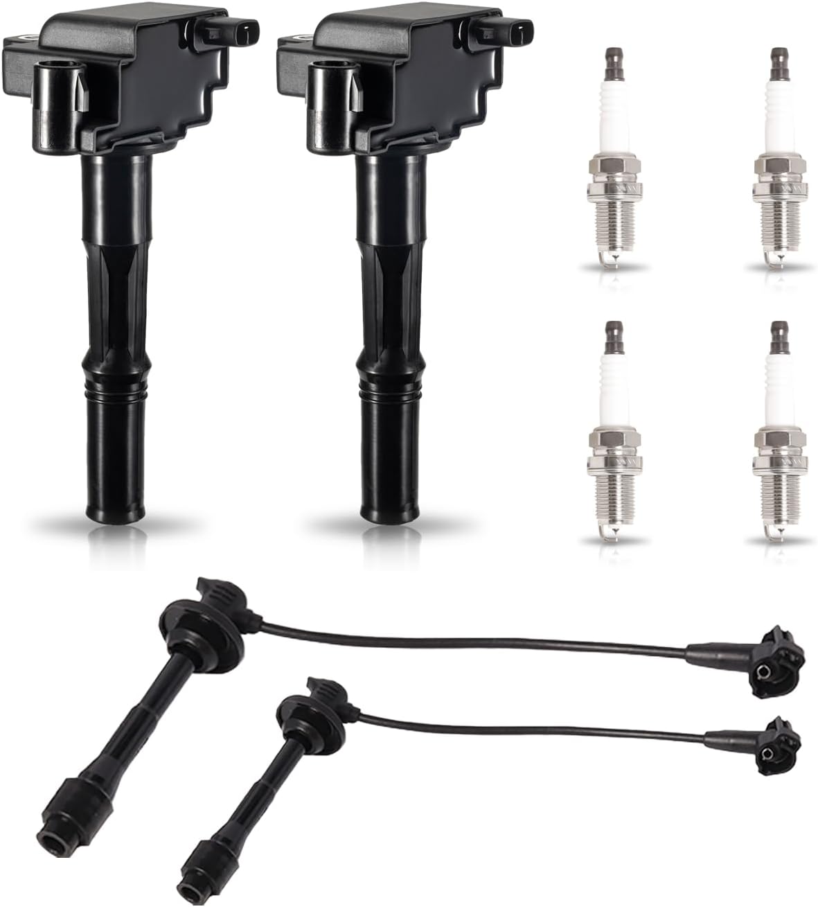 ENA Set of 2 Ignition Coil Pack 4 Platinum Spark Plugs 2 Wire Set Compatible with Toyota 1996-1999 Paseo, 1995 1996 1997 1998 1999 Tercel 1.5L L4 Replacement for 90919-02213 UF170 C1095 7090 S423018