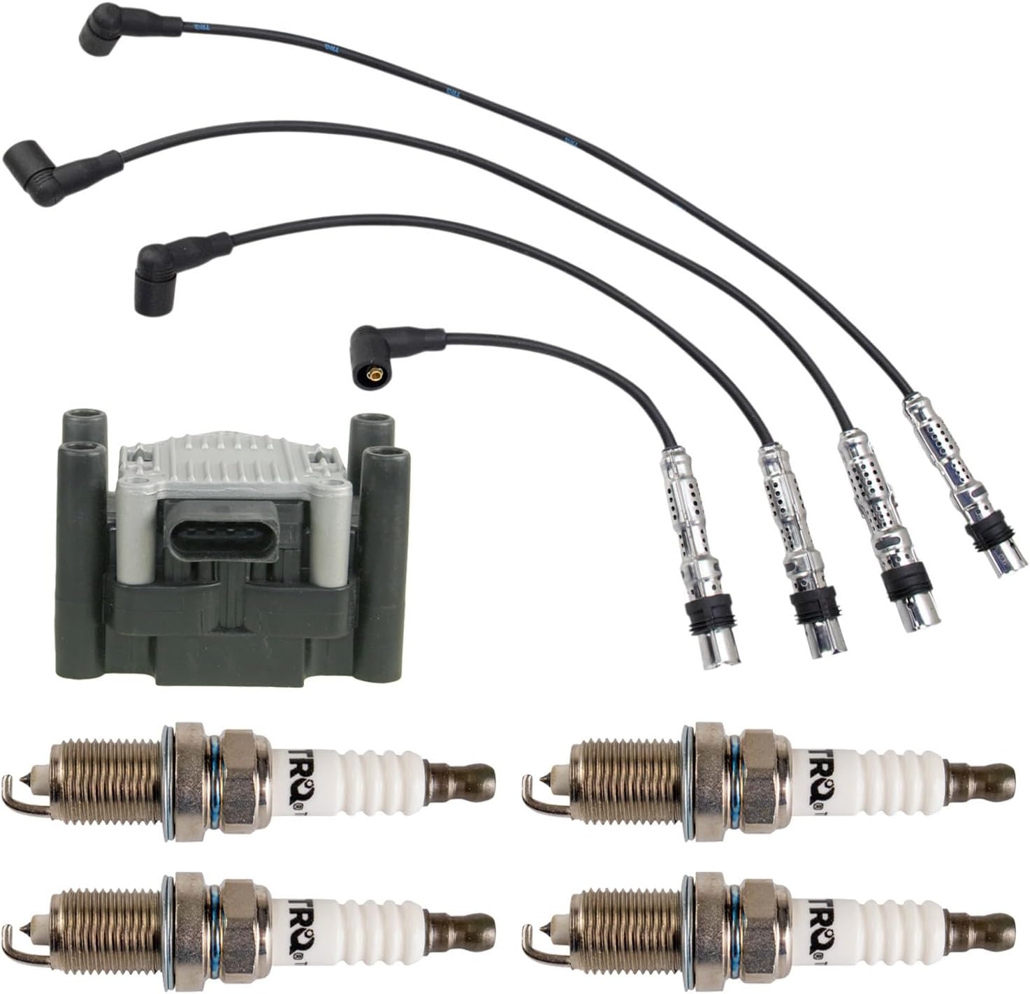 Ignition Kit Ignition Coil Spark Plugs Wire Set Compatible with 2011-2015 Volkswagen Jetta