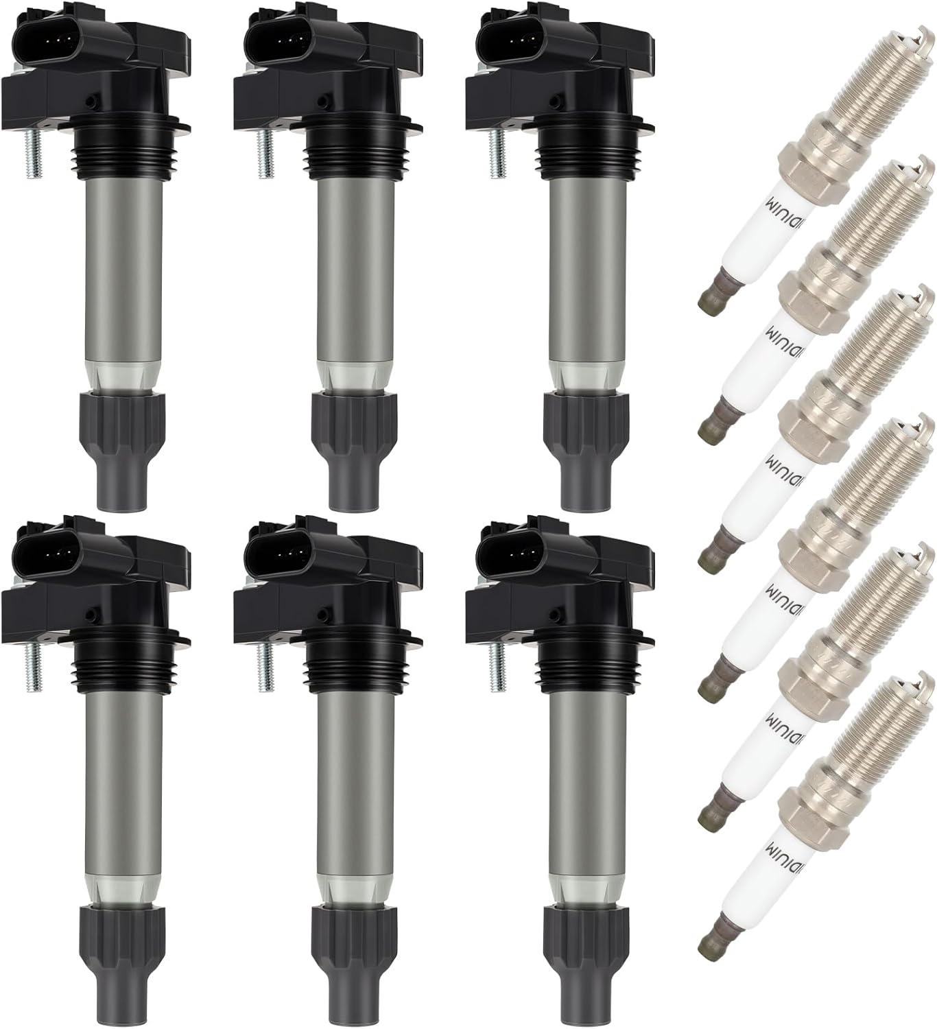 spark plugs and coils UF569 Fit 2010 for Buick Allure, 2010 for Buick Allure 3.0L 6 Ignition Coils with 6 Iridium Spark Plugs