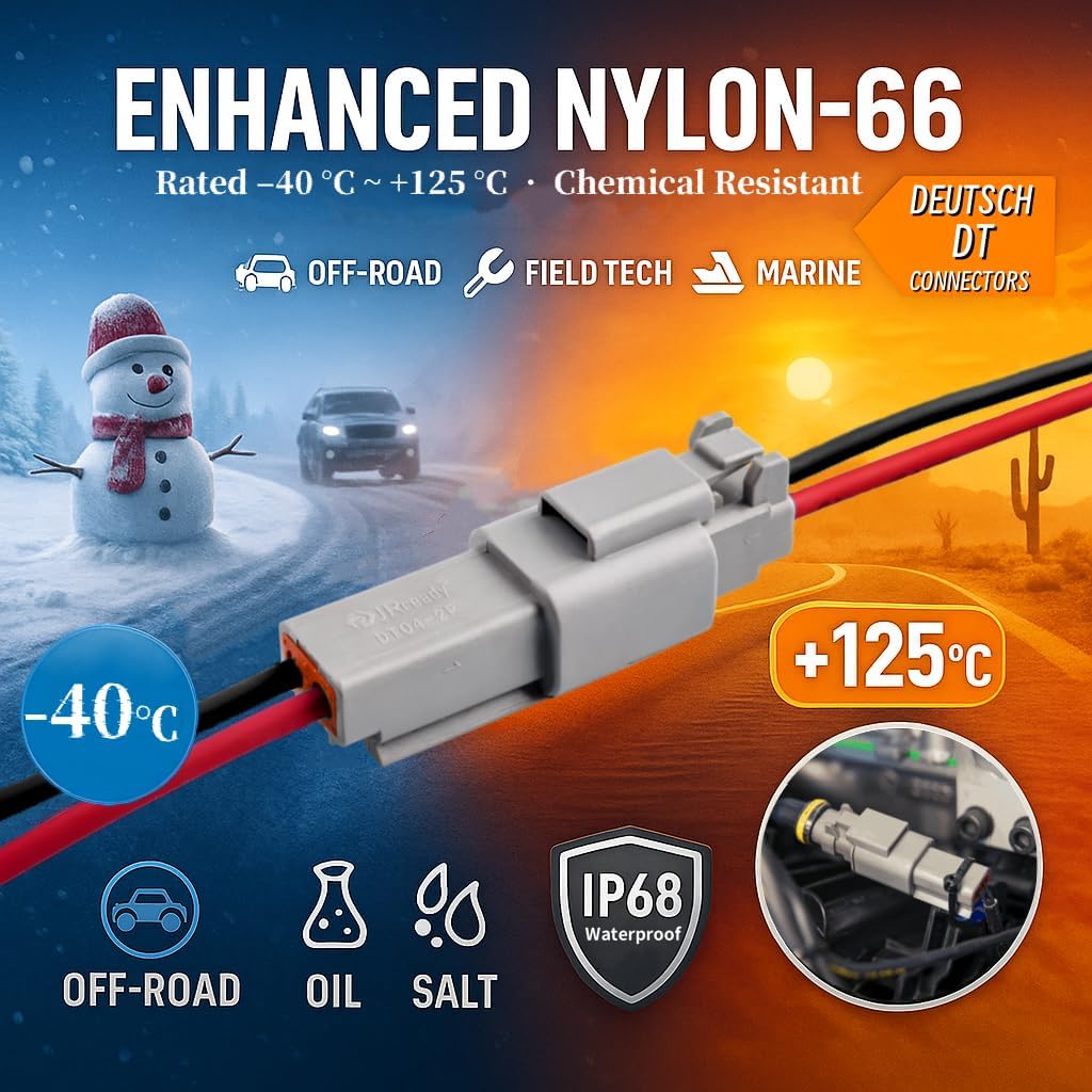 JRready DW5011 Deutsch Connector Kit - DT Connectors 2 3 4 6 Pin, Size 16# Solid Contacts16-20 AWG, Deutsch Crimp Tool, Deutsch Pin Removal Tool. Waterproof Automotive Connectors