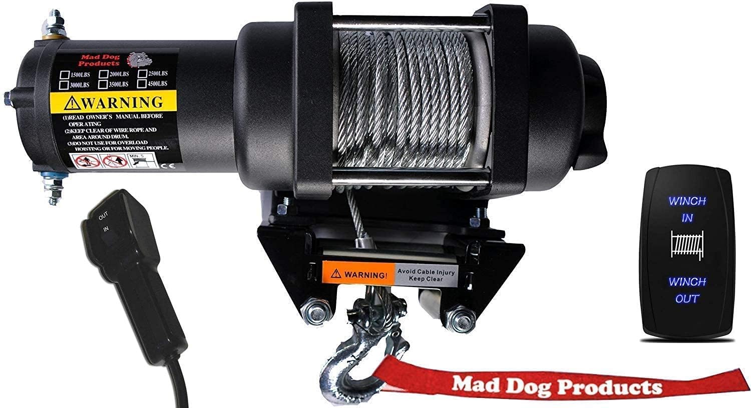 Mad Dog 4500 LB Winch & Mount Combo, Steel Cable, for Kubota RTV-X900 (Current)