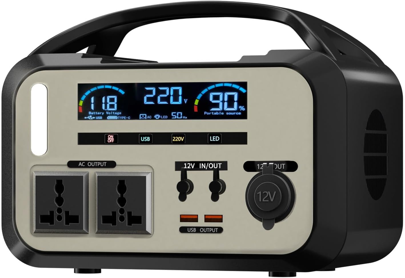 Outdoor Portable Mobile Power Supply 220V Large Capacity Self-Driving Camping Emergency Household Backup,480Wh+600W