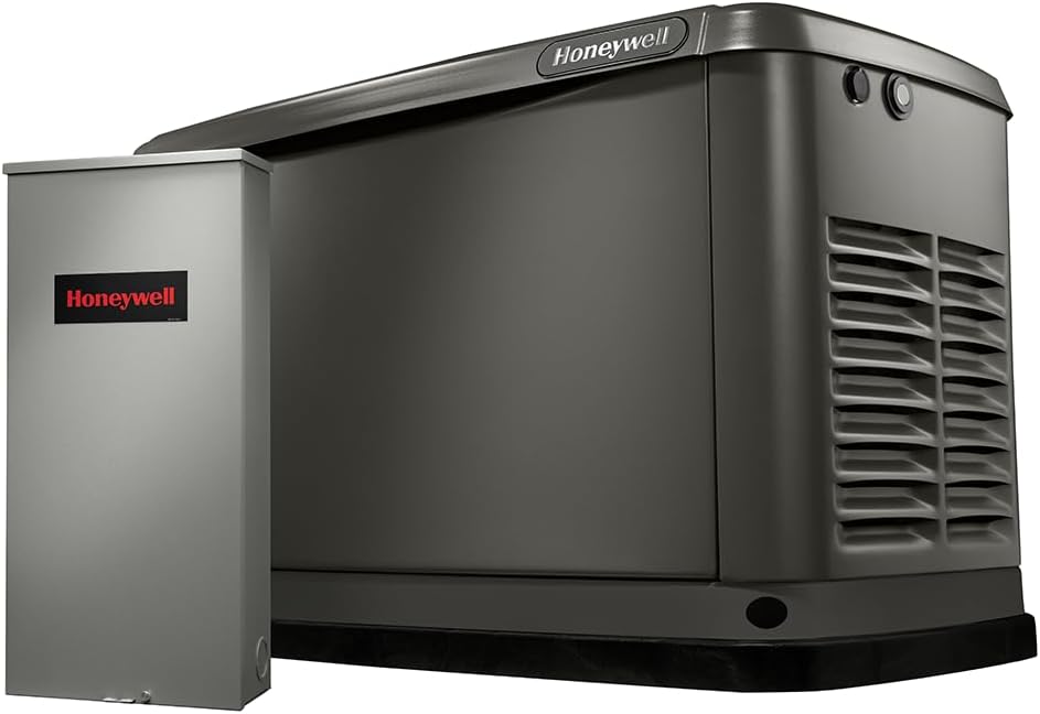 Honeywell 14kW Home Standby Generator - Automatic Backup Power for Whole Home - Runs on Natural Gas or Propane - Weather-Resistant Enclosure - Installation Pad Included