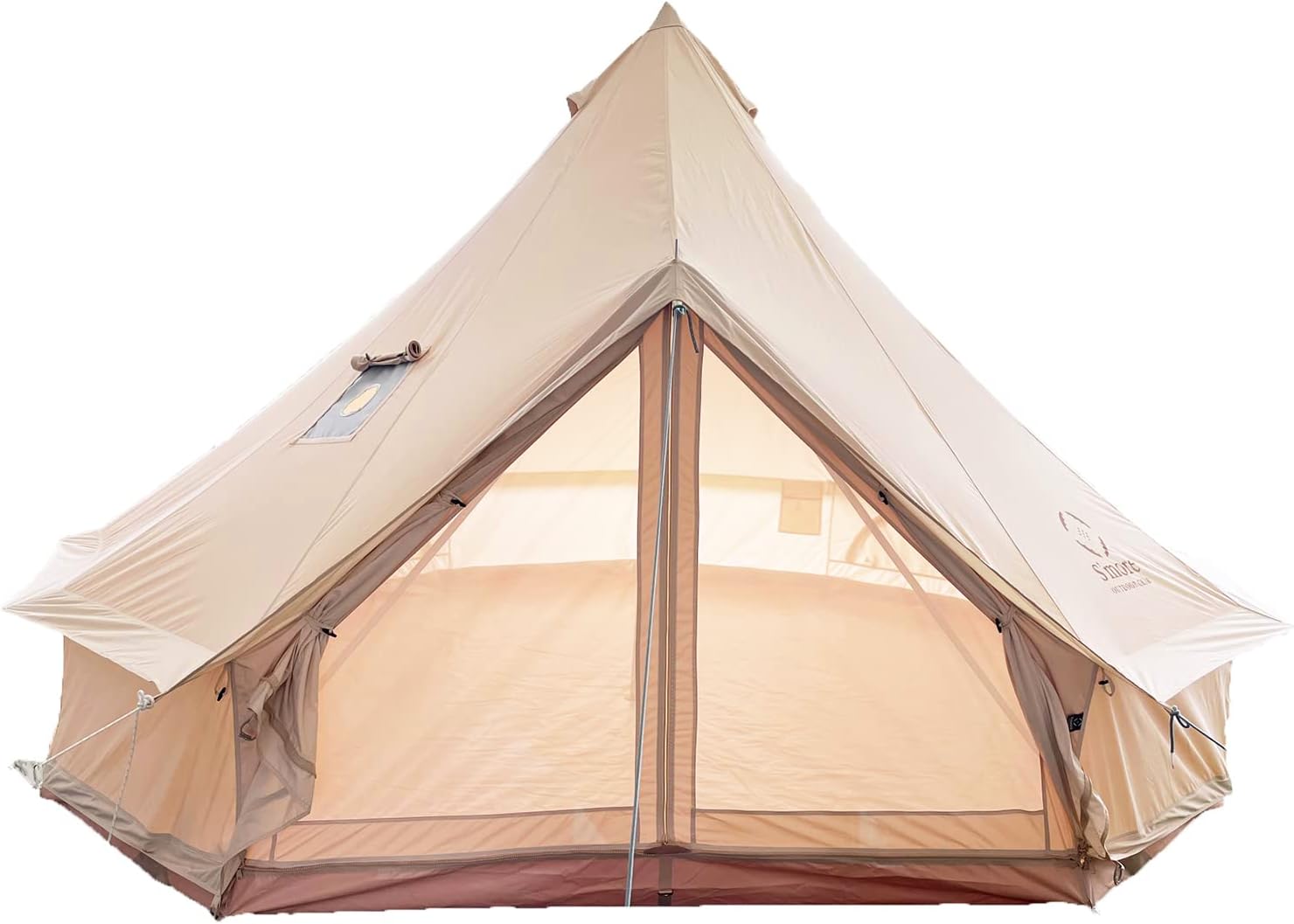 S'more Canvas Family Camping Tent - 4-5 Person, 4 Season Glamping Tent with Stove Jack and Windproof, Weather Resistant Bell