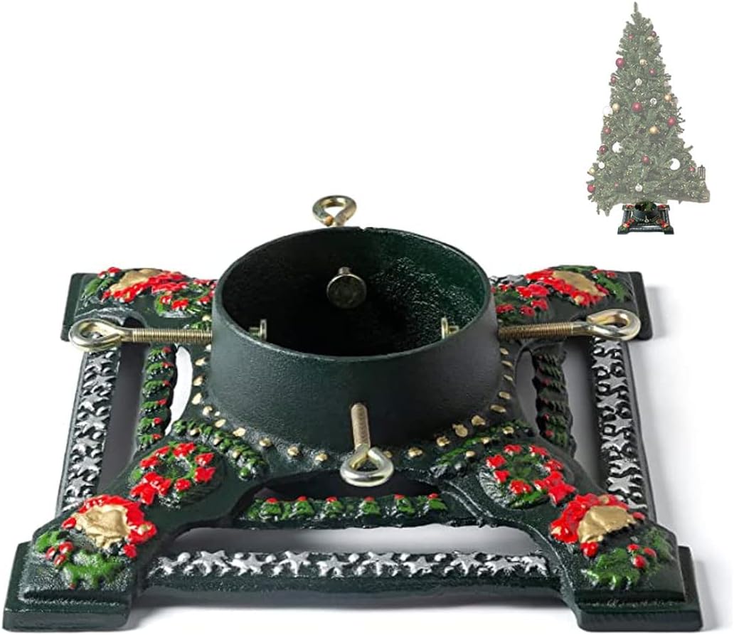 Ventray Christmas Tree Stand with Water Reservoir,13.66x13.66x5.51 Inches,Classic Heavy Duty Universal Xmas Tree Artificial Trunks Stand Pine Tree Base Holder for Real Trees, Stars