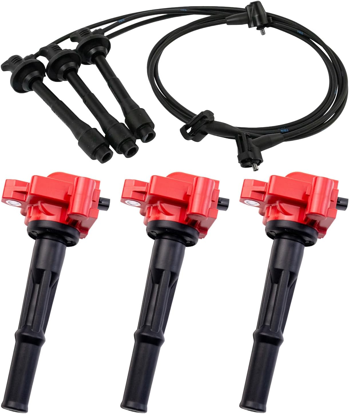 TRQ Ignition Coil Kit 4 Piece Compatible with 1996-2002 Toyota 4Runner 1995-1998 T100 1995-2004 Tacoma 2000-2004 Tundra