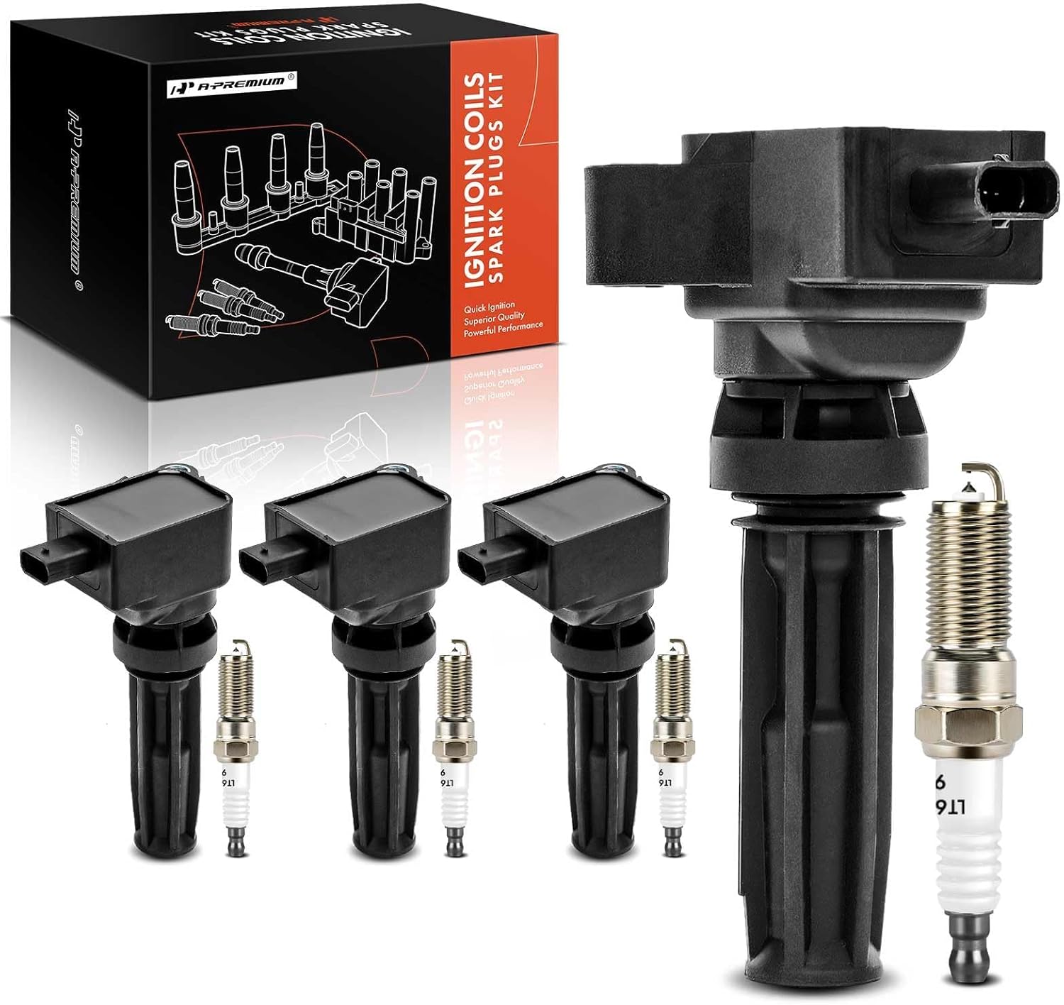 A-Premium Set of 8 Ignition Coil Pack and Iridium Spark Plugs Compatible with Ford Explorer 2020-2021, Escape 2020-2022, Edge 2019-2021, Ranger, Bronco Sport, Bronco & Lincoln Nautilus, Corsair