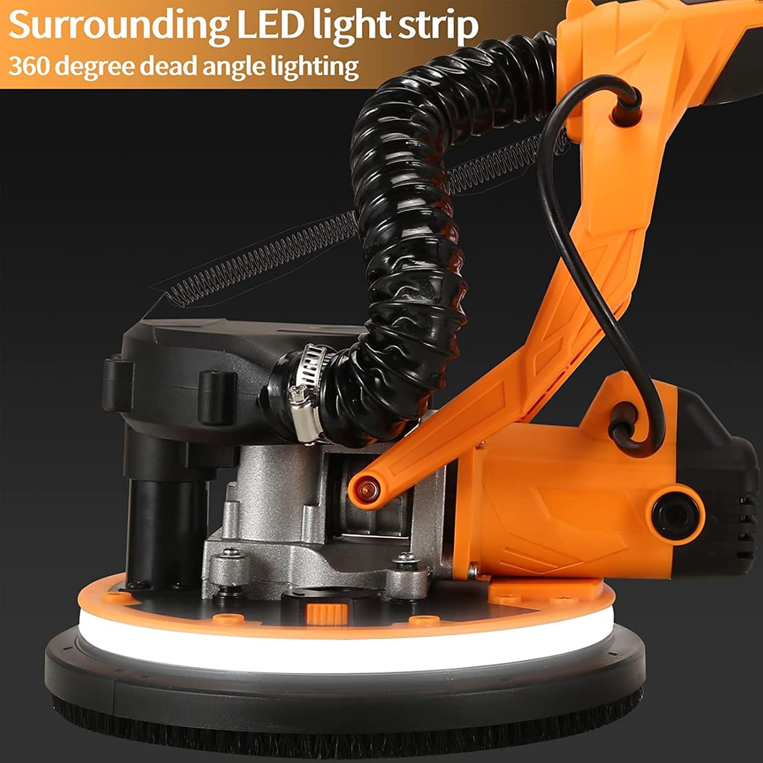 Drywall Sander with Vacuum,Adjustable Speed,with Led Lights,6 Variable Speed 900-1200,for Drywall,Ceiling,Wall,Floor (Sandingdiscs6pcs)