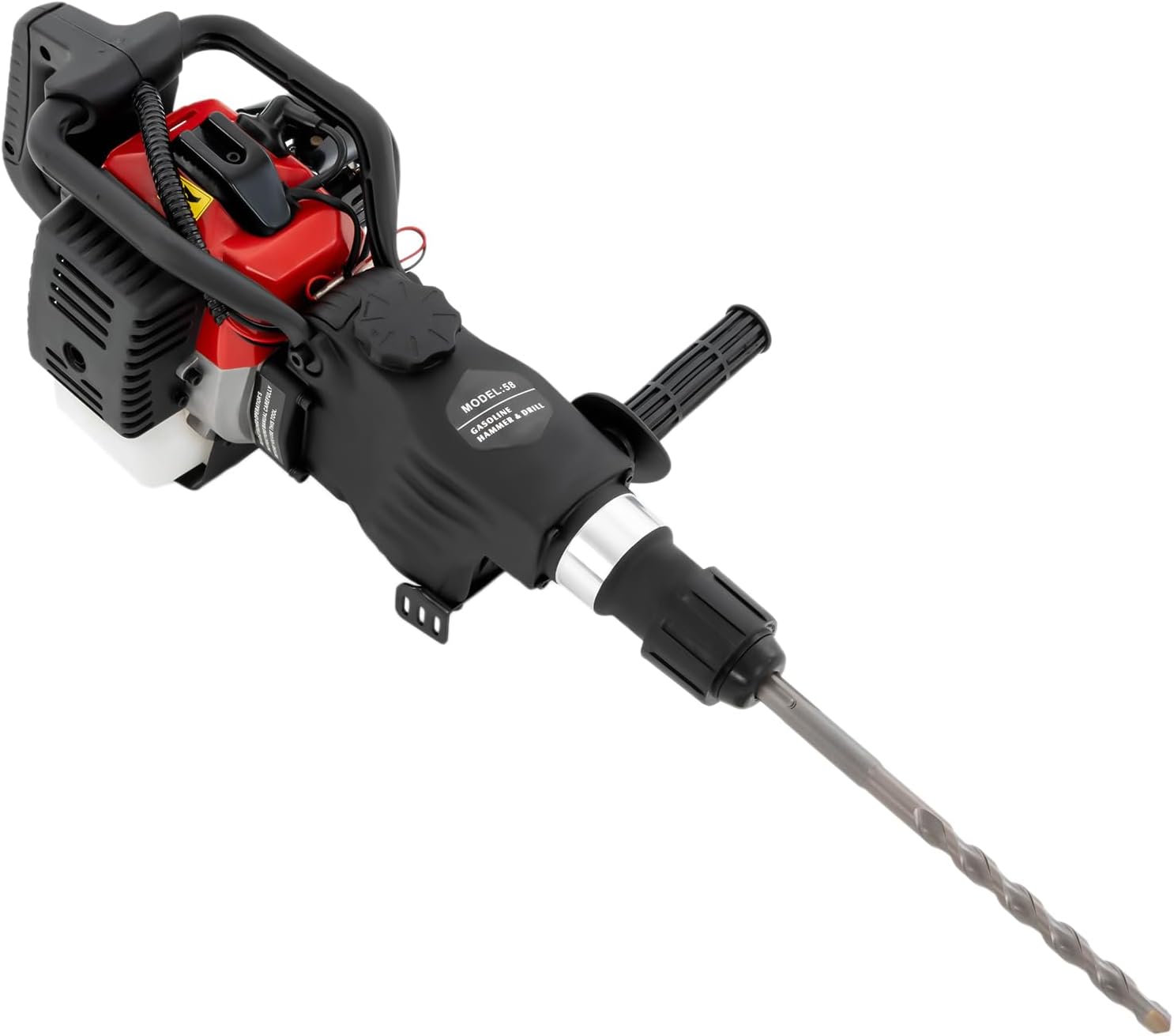 33CC 2-Stroke Jack Hammer, 1000W 2300-4000 BPM Petrol Concrete Breaker with SDS Max Drill, 5-Slot Clamping Head & Multiple Chisels, Long-Lasting for Soldering Point Grinding and Hardware Derusting