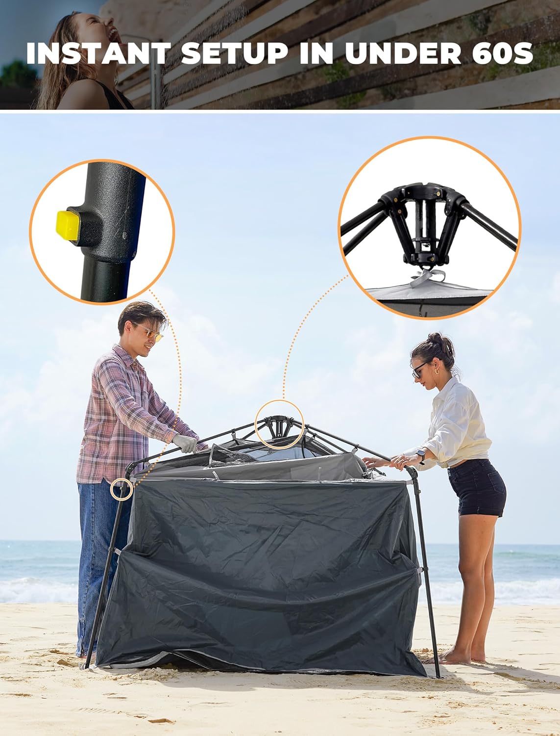 KingCamp Instant Shower Tent, Portable Superior Stable Privacy Shelter, Large Room Outdoor Toilet Tent with Floor for Beach, Camping & Hiking, Setup in Under 60s
