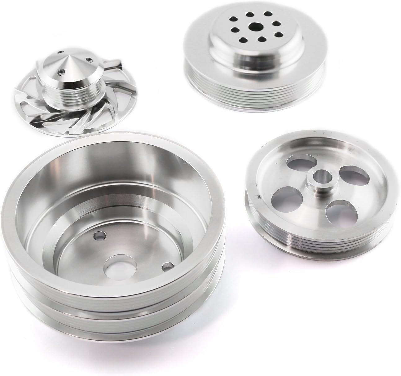Speedmaster PCE415.1039 Compatible with Chevy SBC Serpentine Pulley Kit Long Water Pump with Type 2 Power Steering Pump