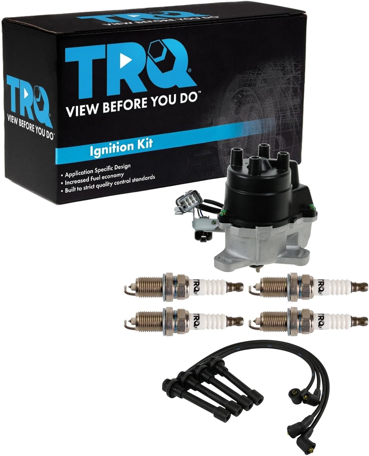 TRQ Ignition Coil Kit 6 Piece Distributor Iridium Spark Plugs Compatible with 1994-1995 Honda Accord