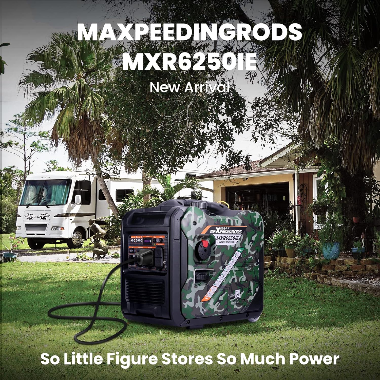 MaXpeedingrods 5500W Inverter Generator,Gas Powered, 86lbs, Electric Start, EPA Compliant, for Mobile Home Yard Garage Woodwork,Wheel & Handle Kit,RV Ready