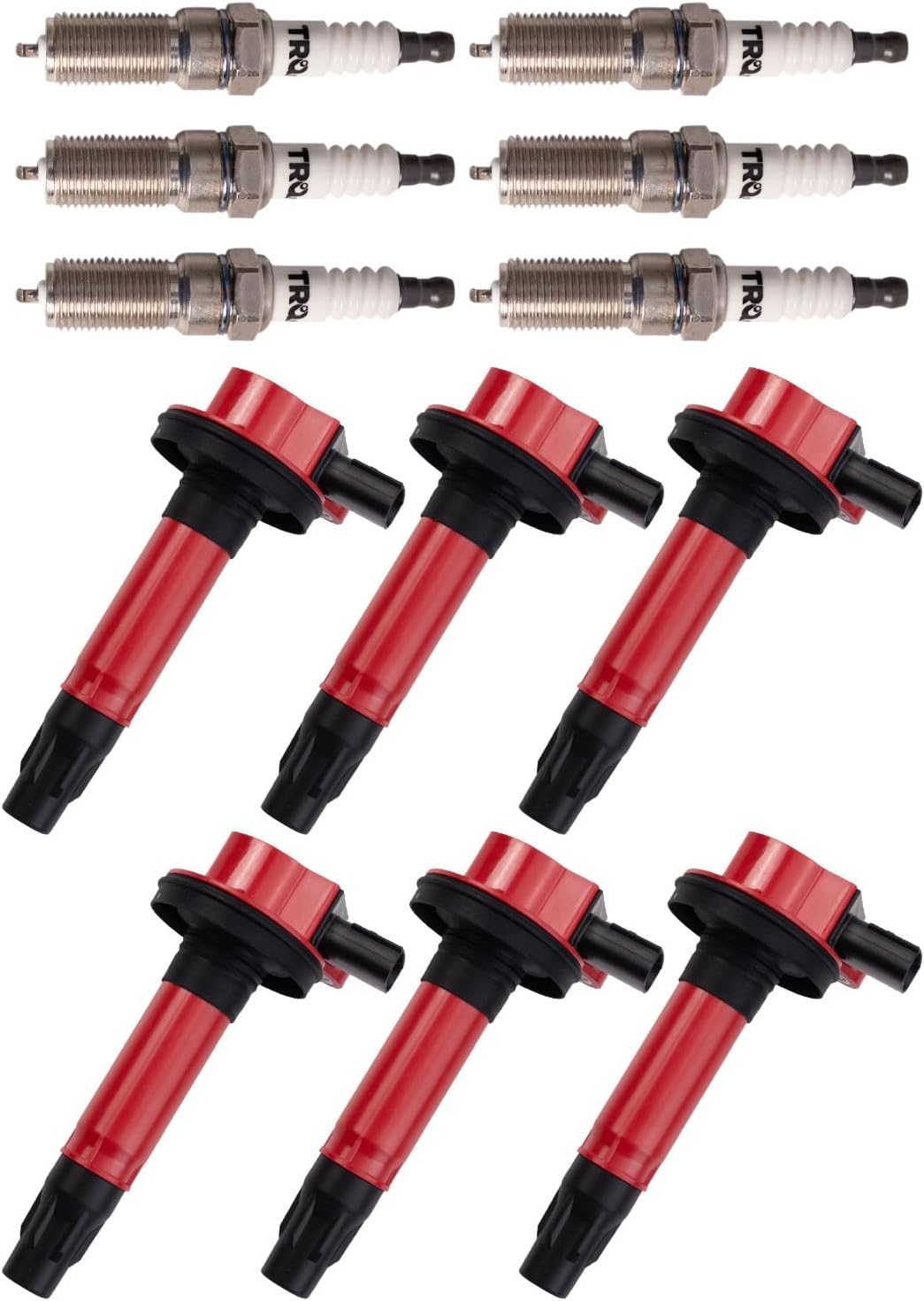 TRQ Ignition Coil and Spark Plug Kit 12 Piece Iridium Spark Plugs Compatible with 2013-2016 Ford Taurus
