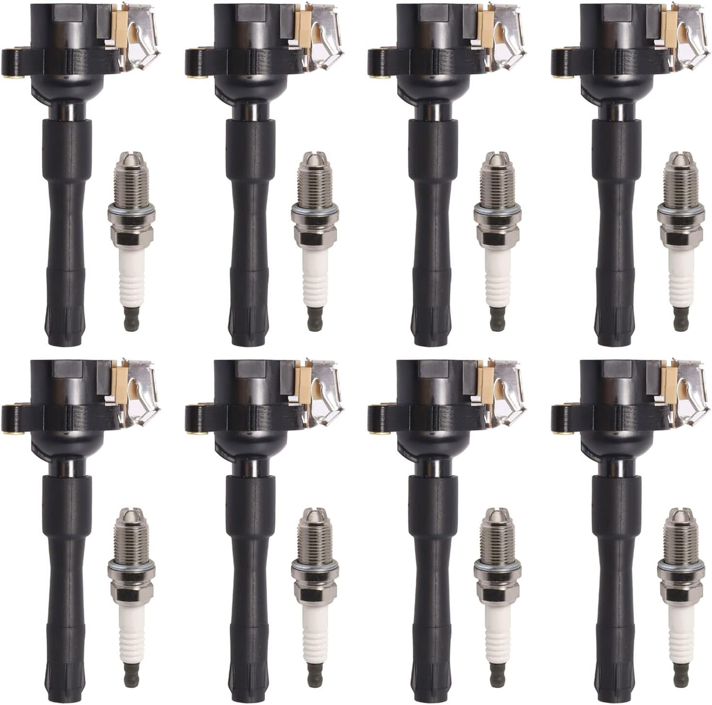 ENA Set of 8 Ignition Coil with 8 Platinum Spark Plug Compatible with BMW Land Rover Rolls-Royce 540i 740i 740iL 750iL M5 X5 Z8 Range Rover Park Ward Silver Seraph 4.4L 4.6L 5.0L 5.4L