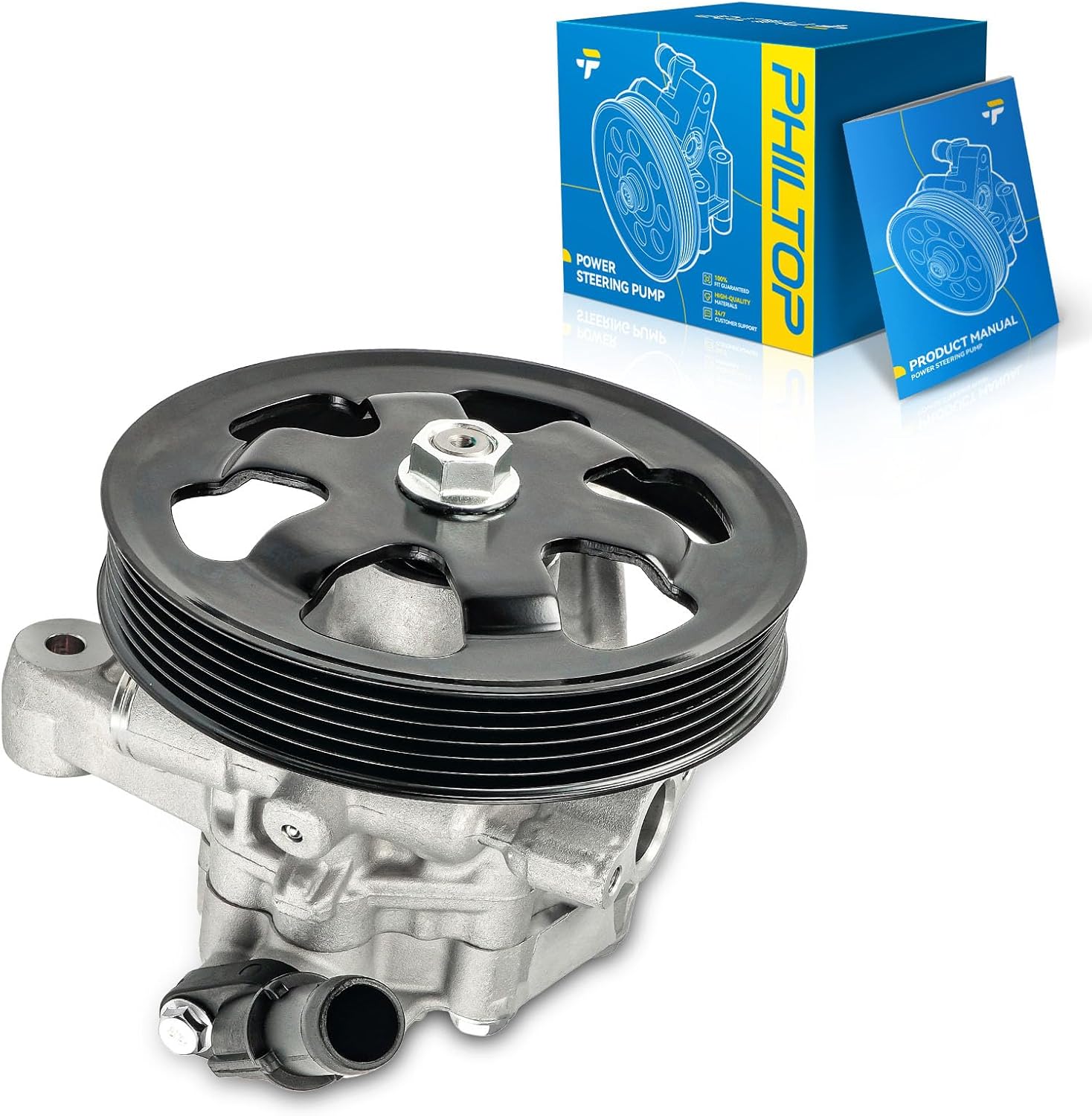PHILTOP Power Steering Pump Replacement 21534, Fit for 2011-2013 Odyssey, 2012-2013 Pilot, 2012-2013 Ridgeline, Power Steering Pump with Pulley