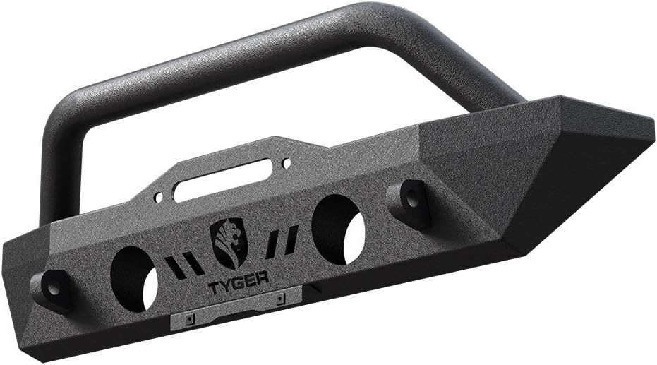 Tyger Auto TG-BP6J70078 Tyger Fury Stubby Front Bumper w/Winch Plate Compatible with 2007-2026 Jeep Wrangler JK/JL; 2020-2026 Gladiator | Textured Black