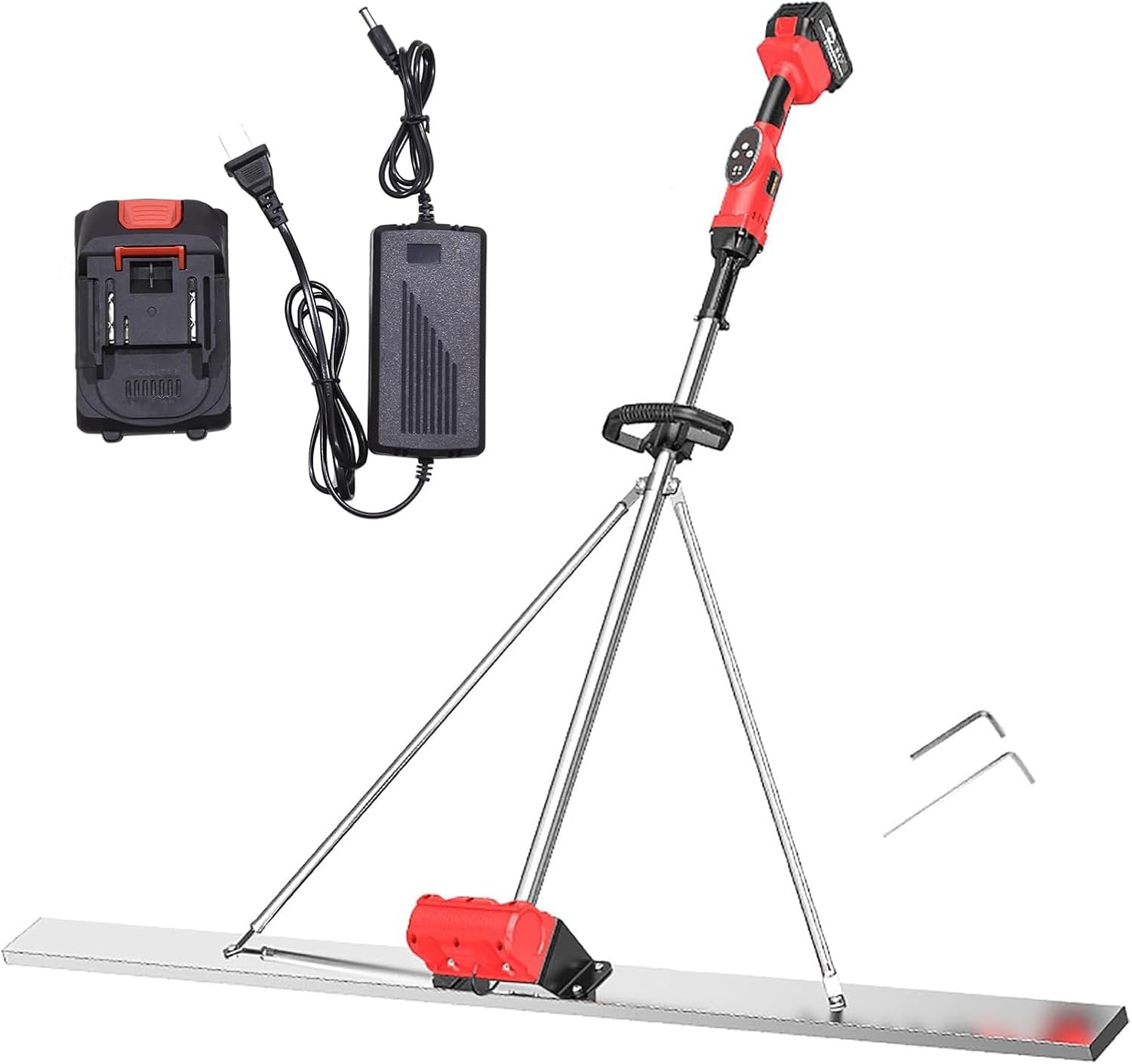 Power Concrete Screed Vibratory Kit, Electric Concrete Finishing Tool, 9 Speed Setting, Cordless Electric Screed Cement Finishing Vibrating Machine, Concrete Surfaces Leveling Tamper Ruler