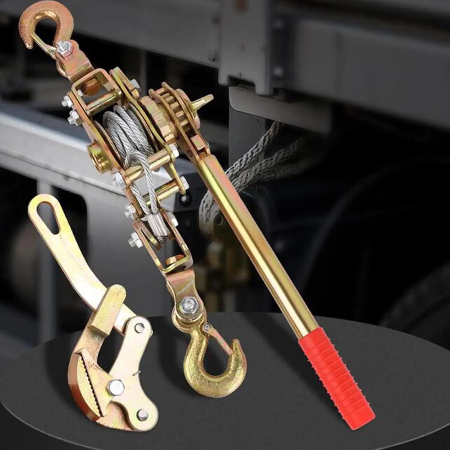Manual Winch 1T/2T Capacity Wire Rope Tensioner with Dual Hook System Steel Construction Tool for Crane Lifting for Boat Trailer(1 Ton)