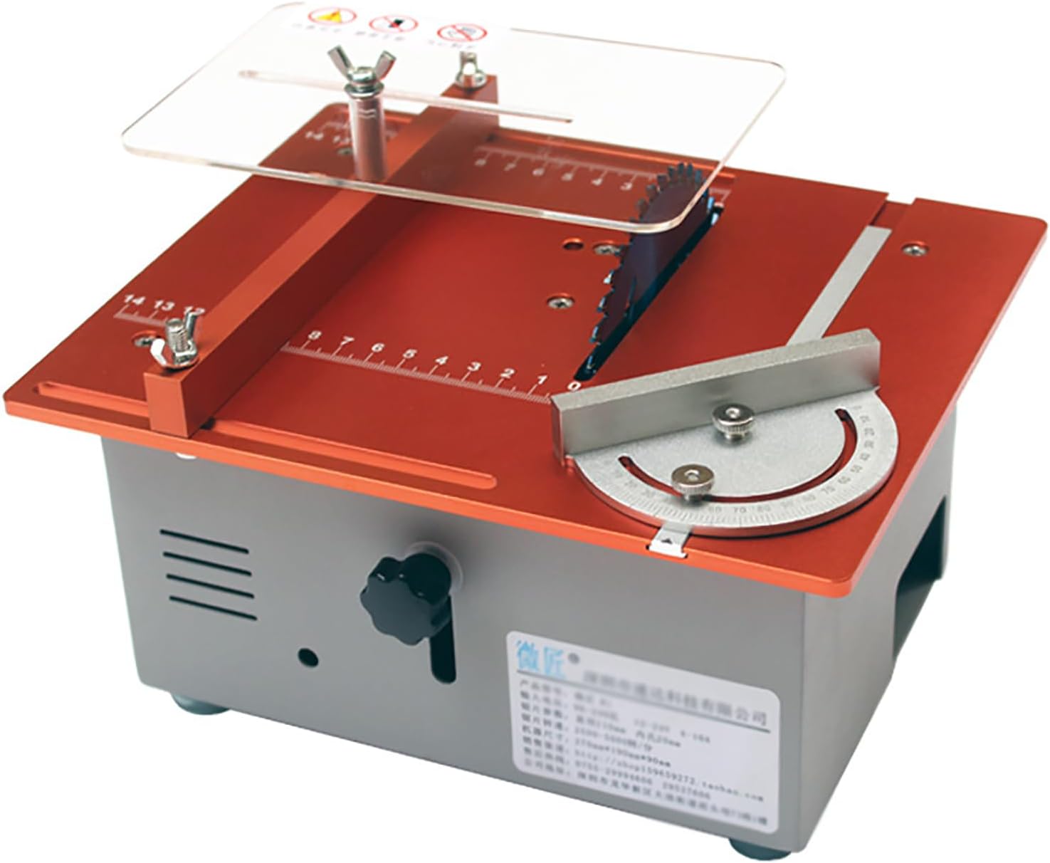 Mini Table Saw, Small Precision Hobby Table Saw, Mini Table Saw for Woodworking, Portable DIY Compact Tabletop Wood Saws for PCB/Wood/Plastic Cutting (Red)