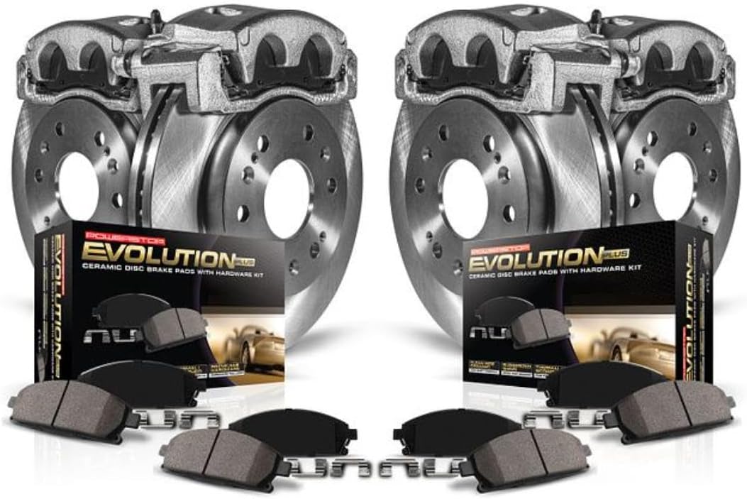 Power Stop KCOE1552 Autospecailty Replacement Front and Rear Caliper Kit-Rotors, Ceramic Brake Pads, Calipers For Oldsmobile Alero 1999-2004, Pontiac Grand Am 1999-2005 [Model Specific]