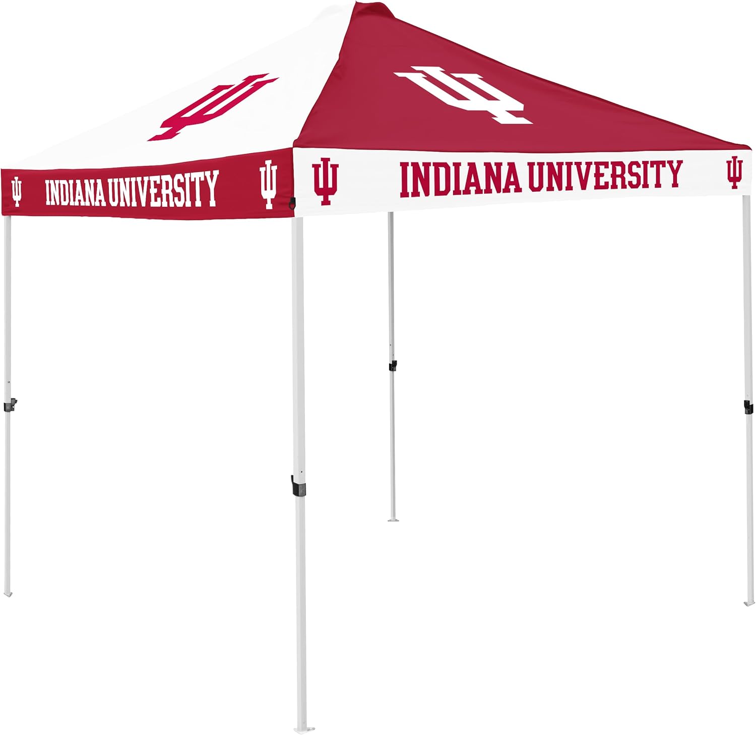Logo Brands NCAA Indiana Hoosiers Checkerboard Canopy Tailgate Tent - 9' x 9', Vented Roof, Adjustable Height, Wheeled Carrying Bag, Powder Coated Steel