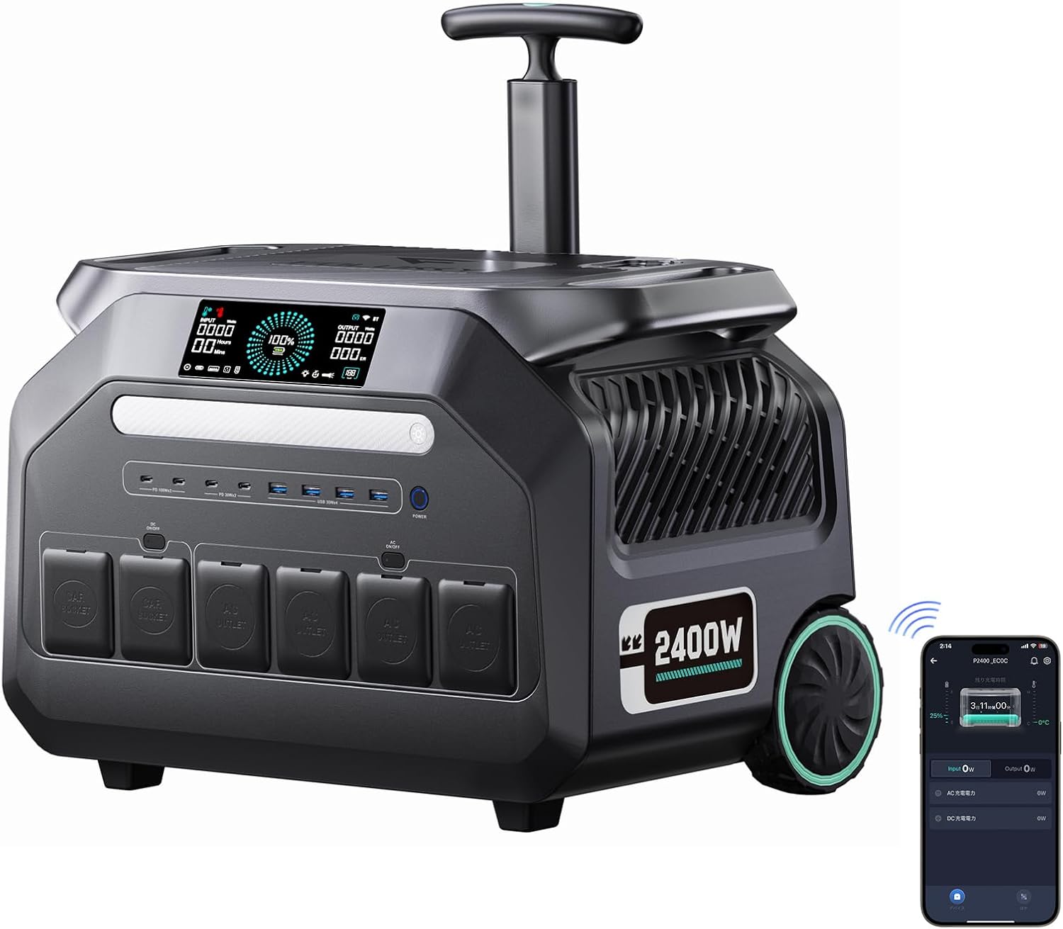 IEE 2400W/2048Wh Solar power station With 200W Solar Panel,P2400 Solar Generator(5000W Peak),1800W Super Fast Charging,APP Control Emergency Power Station for Home, Camping, Power Outages