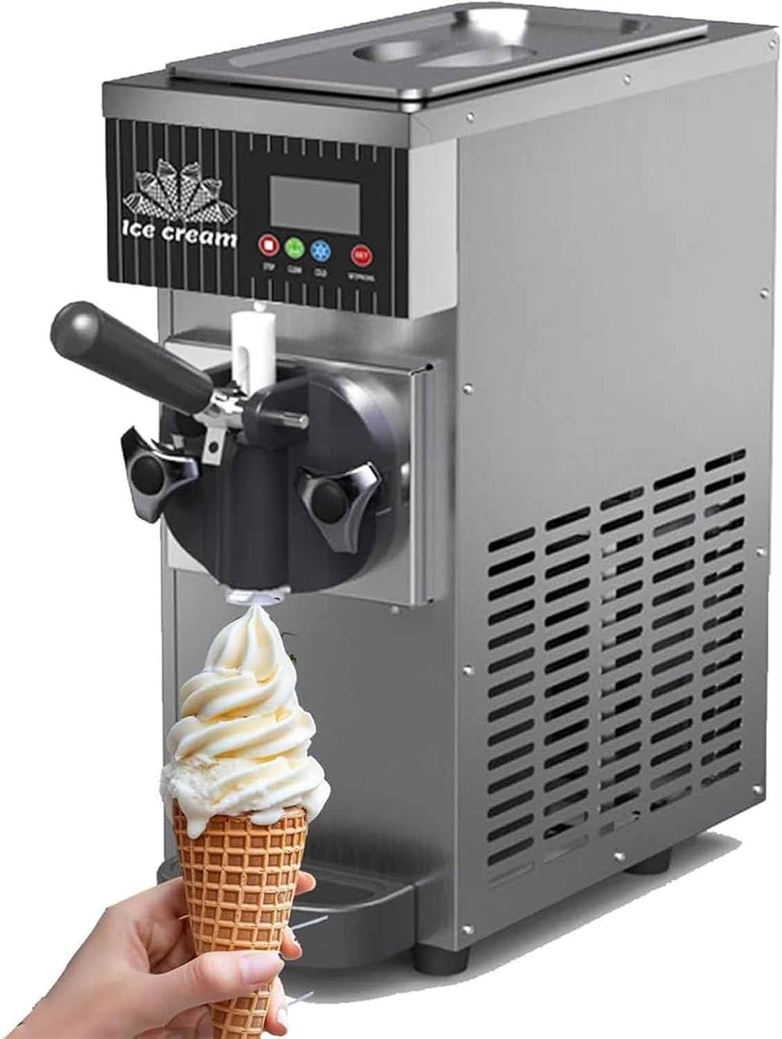 Soft Serve Ice Cream Machine, Automatic Ice Cone Maker, with Led Display & Auto Clean, Built-In Compressor, Makes 4-5kg/H Of Ice Cream, For Restaurants, Dessert Shops