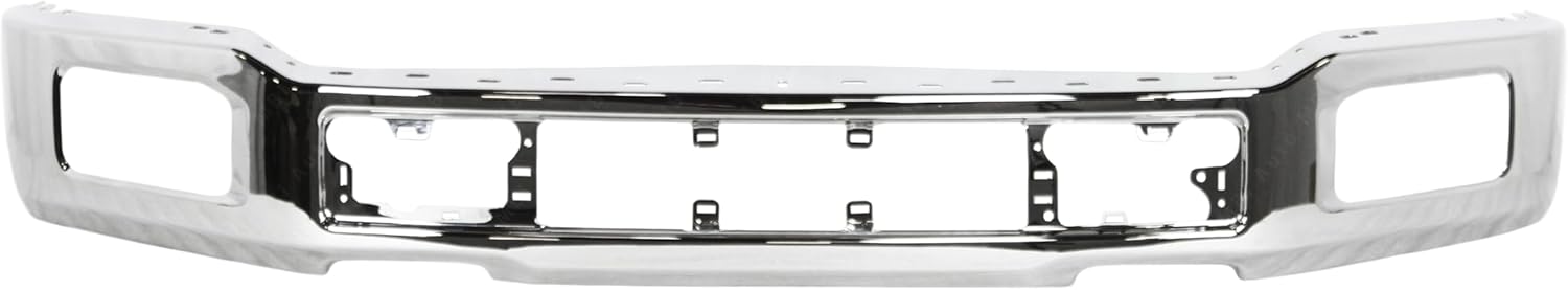 BUMPERS THAT DELIVER - Chrome, Steel Front Bumper Face Bar Compatible with 2018 2019 2020 Ford F-150 w/Fog 18 19 20, FO1002430